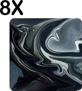 BWK Luxe Placemat - Abstract Vloeibaar Metaal - Set van 8 Placemats - 50x50 cm - 2 mm dik Vinyl - Anti Slip - Afneembaar