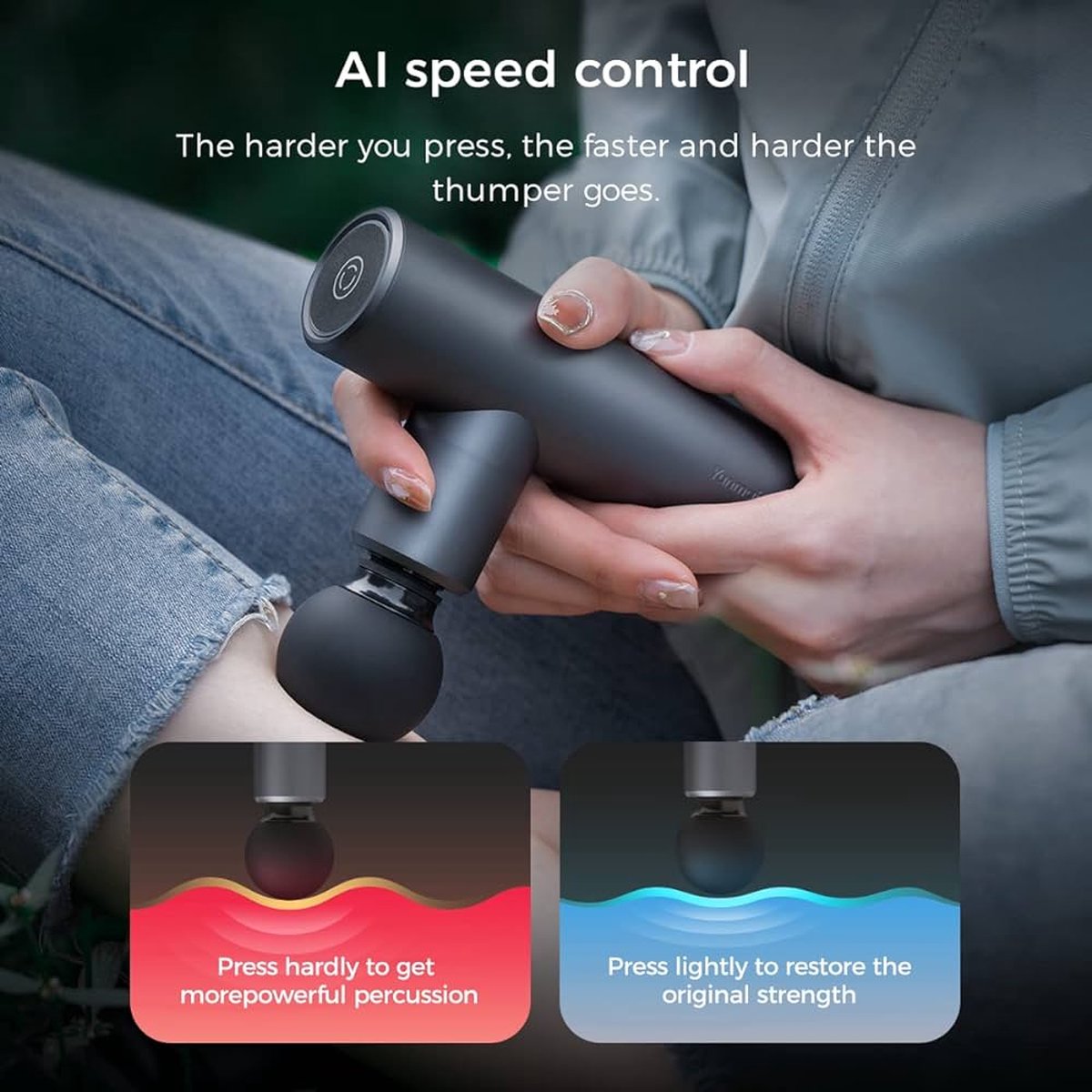 Afbeelding 2 van Yunmai Premium Massage Gun Mini met Magic Touch | Sneller Spierherstel | Antraciet | 3 opzetstukken & snelheden | 3200 RPM | Super licht | Tot 66 dagen batterijduur