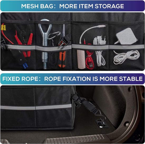 Auto Opbergorganizer 68L Auto Organizer Waterdichte Praktische Auto Opbergzak met Dikke Deken en Bodem Draagbare Opvouwbare Auto Opbergdoos Kan Warm en Koel Houden van WilBee — afbeelding 2
