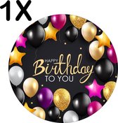 BWK Luxe Ronde Placemat - Verjaardag - Balonnen - Happy Birthday - Set van 1 Placemats - 40x40 cm - 2 mm dik Vinyl - Anti Slip - Afneembaar