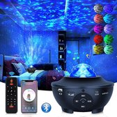 Sterlicht Projector met Bluetooth-luidspreker, Ocean Wave-bedlampje, instelbare lichtheid en afstandsbediening, muziekspeler, woonkamer, decor