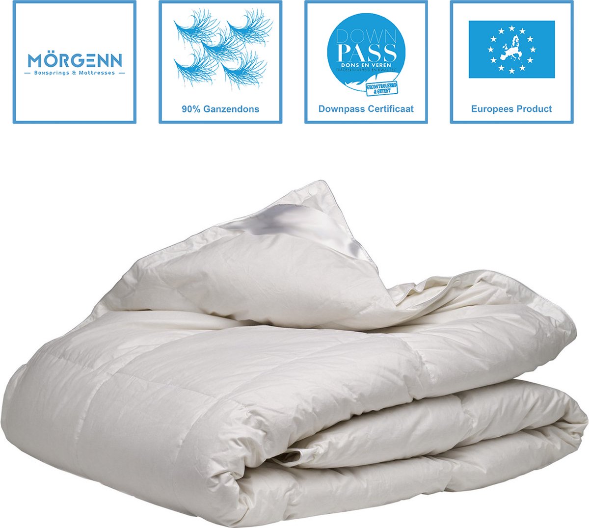 Mörgenn Donzen Dekbed Excellente - 4 seizoenen dekbed dons - 90% ganzendons - Europees gecertificeerd - Tweedelig - Warmteklasse 1t/m4 - 240x220