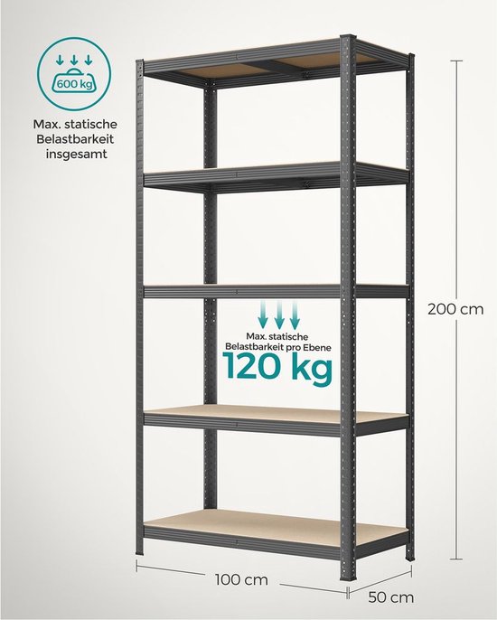 Timbela - Set van 2 houten opbergplanken 33x89x178 cm - M640-1 - 4-laags opbergplank voor schuur