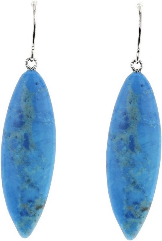 Behave Boucles d'oreilles pendantes avec pierre naturelle bleue