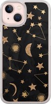 Casimoda® hoesje - Geschikt voor iPhone 13 - Counting The Stars - 2-in-1 case - Schokbestendig - Sterren - Verhoogde randen - Goudkleurig, Transparant