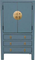 Fine Asianliving Chinese Kast Arctic Blauw Grijs - Orientique Collectie B63xD38xH110cm Chinese Meubels Oosterse Kast