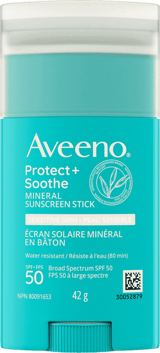 Aveeno - sweat + water resistant - Minerale Gevoelige Huid Zonnebrandcrème SPF 50 / 42g