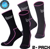 94activewear Merino Wol Sokken Dames 2 paar - Maat 35-38 - Thermosokken - 40% Merino Wol - Warme sokken - Zwart/Roze