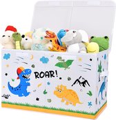 Boîte de rangement Dinosaurus avec couvercle, coffre à jouets pour enfants, 64x32x40 cm, speelgoed, vêtements, livres, rangement, coffre à jouets avec poignées, pour garçons, chambre d'enfants, maternelle