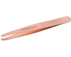 Tweezerman Studio Line Slant Tweezer Rose Gold – Wenkbrauw Pincet - Professioneel Precisie Pincet Met Schuine Punt – Voor Epileren En Haartjes Verwijderen – Roestvrij Staal – Geschikt Voor Fijne En Stugge Haren - Epileer Pincet Voor Wenkbrauwen