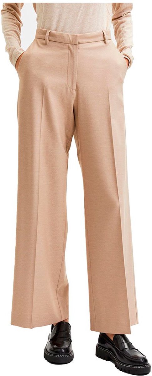 Selected Elinna B Wide Jurk Broek Hoge Taille Beige 38 Vrouw