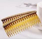 Amber Haarkammen Kristal steentjes 2 stuks-Licht kleur Insteekkam 12 X4.7 CM- Youhomy haarfashion - Haarspelden- Haarklauwen- Bruid| Feest| Gala