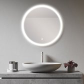 LOMAZOO Badkamerspiegel met LED verlichting - Badkamer Spiegel - Spiegel Badkamer - Spiegel Douche - Verwarming Anti Condens - 80 cm rond [BOSTON]