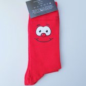 Paar rode sokken met funny face - sok - kerst - sinterklaas - cadeau - geschenk