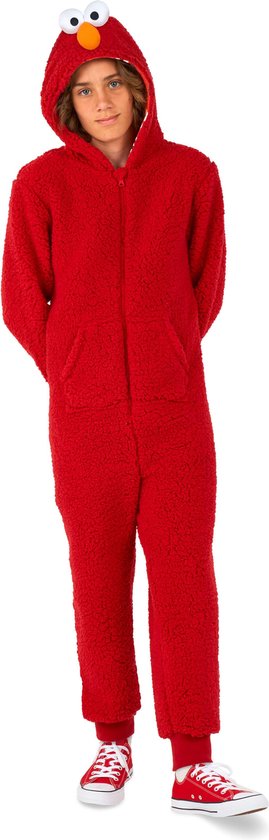 OppoSuits Elmo Kids Onesie - Sesamstraat Huispak - Kinder Kleding voor Elmo Outfit - Halloween - Rood - Maat: L - 134/140 - 146/152 - 10-12 Jaar