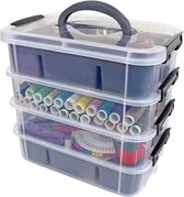 Stacking Boxes Storage Box with Lid, 2 Compartments - Blue - Storage Box for Craft Accessories - Sorting Box for Beads - Art Material Organiser Boxes - Boxes Storage