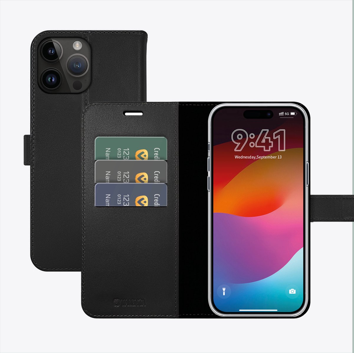 Valenta - Book Case - Zwart – Apple iPhone 15 Pro - Leer
