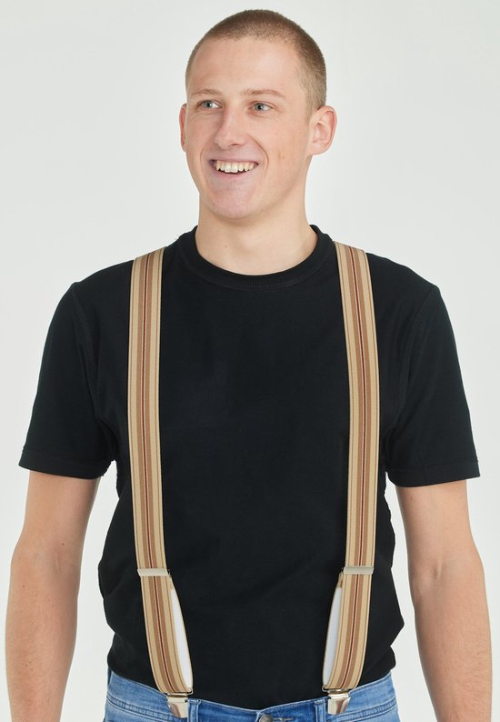 Pierre Mouton Millau Bretel - Bretels - Volwassenen - Heren - Bruin - 140cm - 3 brede clips - XL - XXL