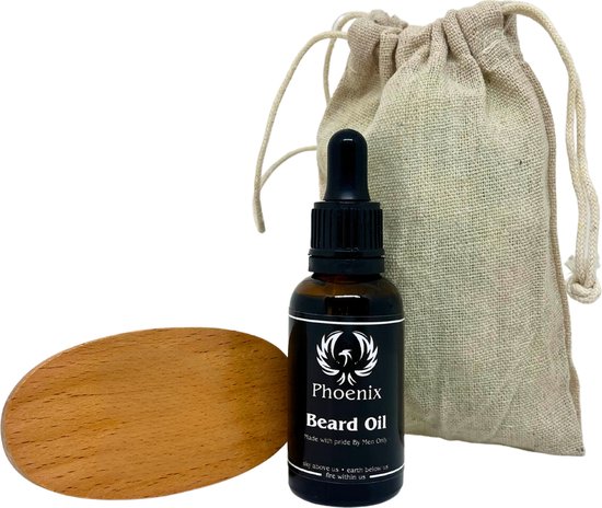 Phoenix Hair Products - Baard Olie + Baard Borstel - Hydaterende en Verzorgende Werking - Bleu Noir - 30ml