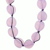 Behave® Lange lila ketting touw en lint met hartvormige kralen 92 cm - Nikkelvrij, Geschenkverpakking