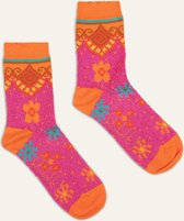 Molly calf socks 31 Jacquard Jacobijn Pink: 35-38