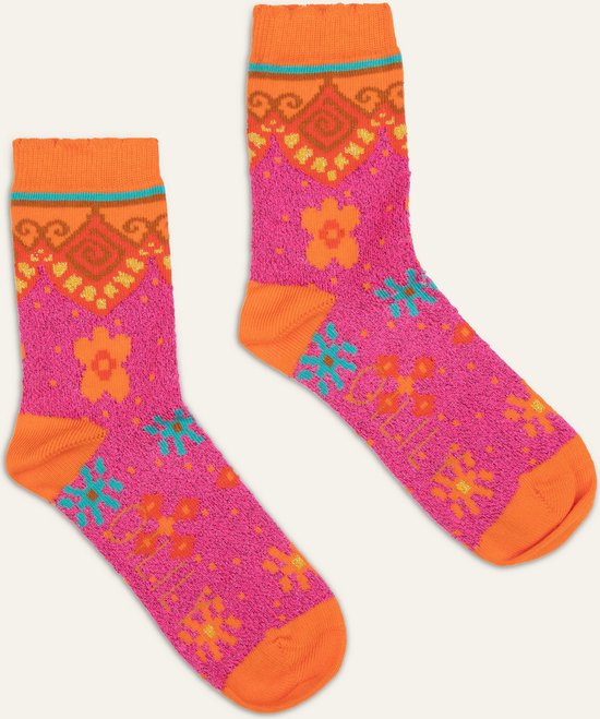 Molly calf socks 31 Jacquard Jacobijn Pink: