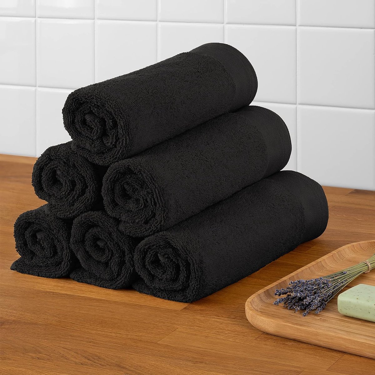 Handdoekenset 2 badhanddoeken 70x140 + 2 handdoeken 50x100 zacht en absorberend 100% katoen Oeko-Tex 100 gecertificeerd zwart