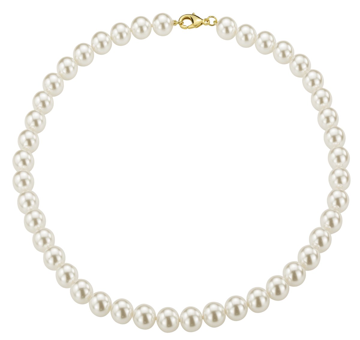 Traveller Parelcollier - Parelketting dames - Wit - 10 mm - 45 cm - Goudkleurig - 741145