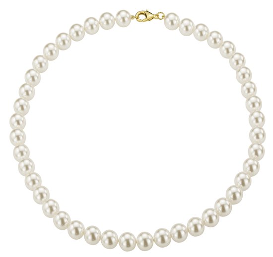 Collier de perles Traveller - Collier de Collier de perles femme - Wit - 10 mm - 45 cm - Couleur or - 741145