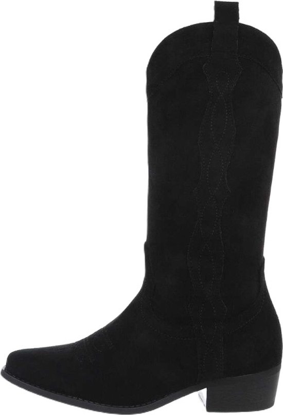 ZoeZo Design - bottes - bottes western - bottes de cowboy - daim - noir - taille 37 - avec fermeture éclair - bottes de mollet