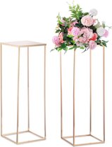 Gold Vase for Wedding Centerpieces - 2 Pieces 80 cm High Metal Flower Vases Flowers Stand for Party Tables Decorations Weddings Centerpieces Table Geometric Column Display Stand