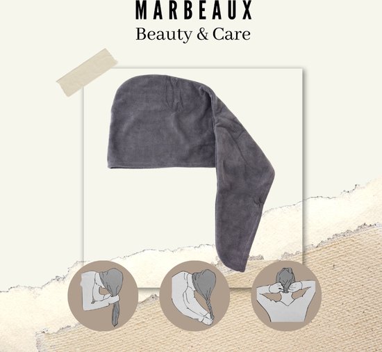 MARBEAUX Haarhanddoek - Hair towel - Hoofdhanddoek - Microvezel handdoek krullend haar - Grijs