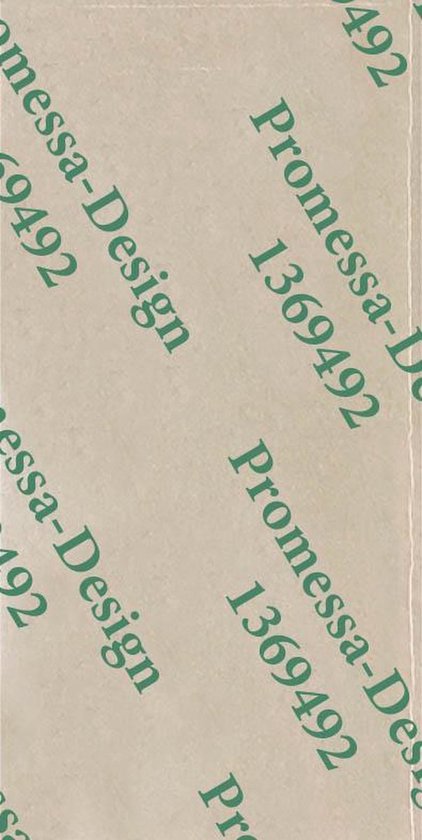 Lichtbruin aluminium deurbordje met herhalende tekst 'Promessa-Design 1369492'.