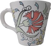 Koffie/thee beker - mok - 200ml - met bloemen - thee/koffiekopje servies - aardewerk - keramiek - handmade - handgemaakt - handbeschilderd - handgemaakte Turkse tegelkunst - cadeau - valentijnscadeau - vaderdagcadeau -verjaardagscadeau