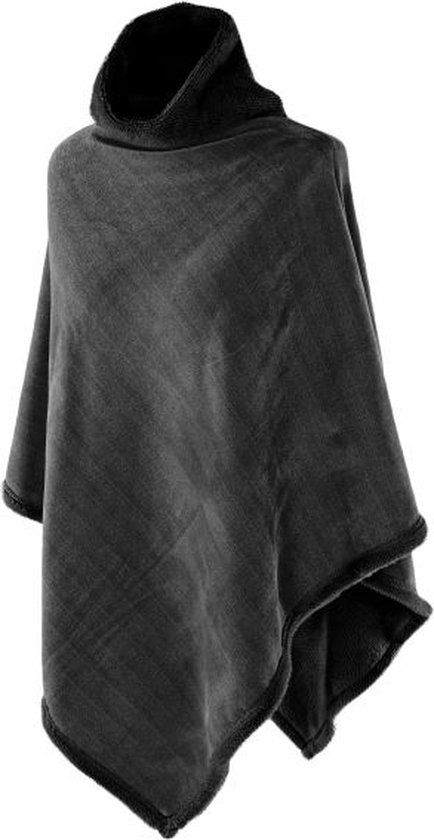 TISECO HOME STUDIO - Poncho met kraag - CHENILLE - Unisex - 100% polyester - Gris