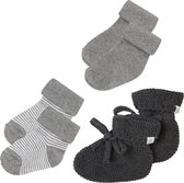 Noppies - Slofjes - Sokjes - Cadeau Doosje - SLOFJES NELSON - DARK GREY MELANGE - Sokjes Guzz grey - 3-6 Maanden - Geschenkverpakking - Cadeauverpakking - Babyslofjes - Babysokjes - Maat 62-68