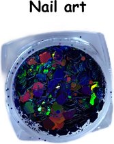Nail art glitter - Blauw - Groen - Holografisch glitter - 5 gr - Acryl nagels - Kunst nagels - Gel nagels - Nail art - Make up - Hobby