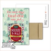 Kaartkadootje -> Kerst-Thee - No:01 (Een Warm kopje Kerst-thee voor jou - Merry X-Mas - Groen Kerstboompjes) - LeuksteKaartjes.nl by xMar