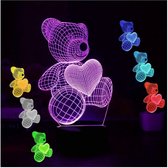 7 Kleuren Valentijn Cadeau - Nachtlamp - I Love You - Cadeau voor haar of hem - Teddybeer - Giftpack - Valentijnsdag - Woondecoratie - Liefde - Trouwen