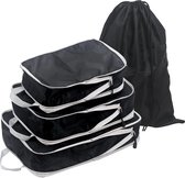 Inpakzakken set van 4 - Perfecte koffer- en rugzakorganisator - Reis inpakcubes - Compressiezakken voor effectieve ordening + Waszak
