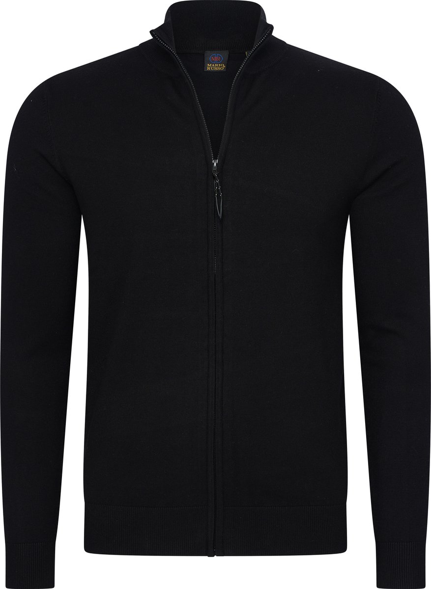 Mario Russo Full Zip Cardigan - Vest Heren - Coltrui Heren - Trui Heren - Zwart - XXL