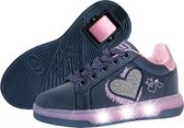 XRDSHY Schoenen met wieltjes, 2-in-1 rolschaatsen, kinderschoenen, skateboardschoenen, sneakers, 4 wielen, rolschaatsen, loopsportschoenen, verborgen achterwiel, blauw, 34 EU