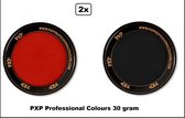 2x Set PXP Professional Colours schmink rood en zwart 30 gram - Schminken verjaardag feest festival thema feest