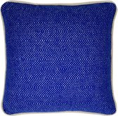Rhinestone blue structure recycled wool square cushion