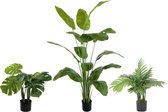 Kunstplantenpakket Jungle Vibes Only - Jungle kunst plantenpakket | Kunstplanten voor Binnen | Kunst Monstera 65cm, Kunst Bananenplant 180cm, Kunstpalm 70cm
