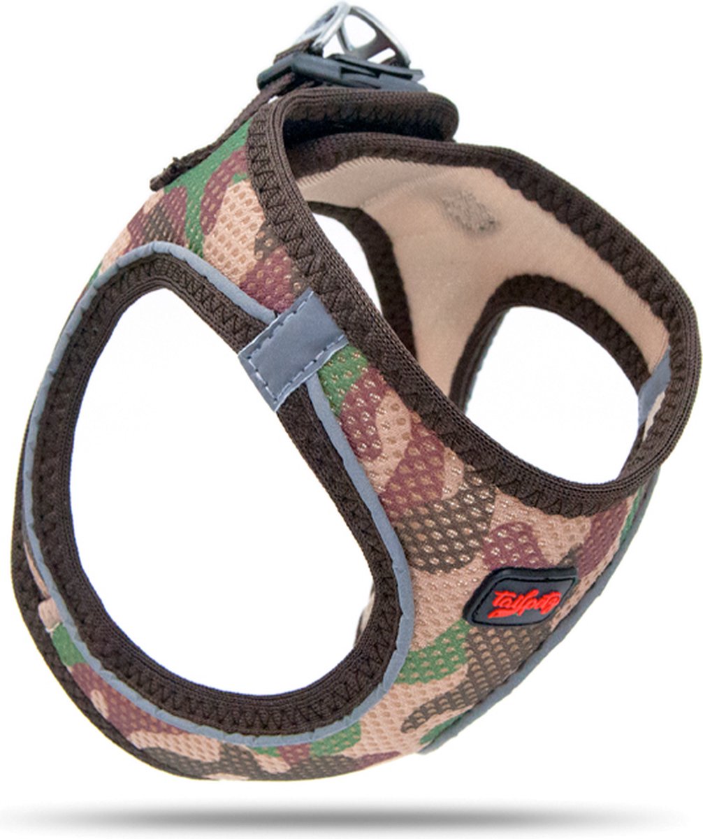 Tailpetz - Air-Mesh Harness - Hondenharnas - Hondentuig - Hondentuigje Kleine Hond - Y Tuig Hond - Harnas Hond - Anti Trek Tuig Hond - Reflecterend - Maat 3XS - Camo