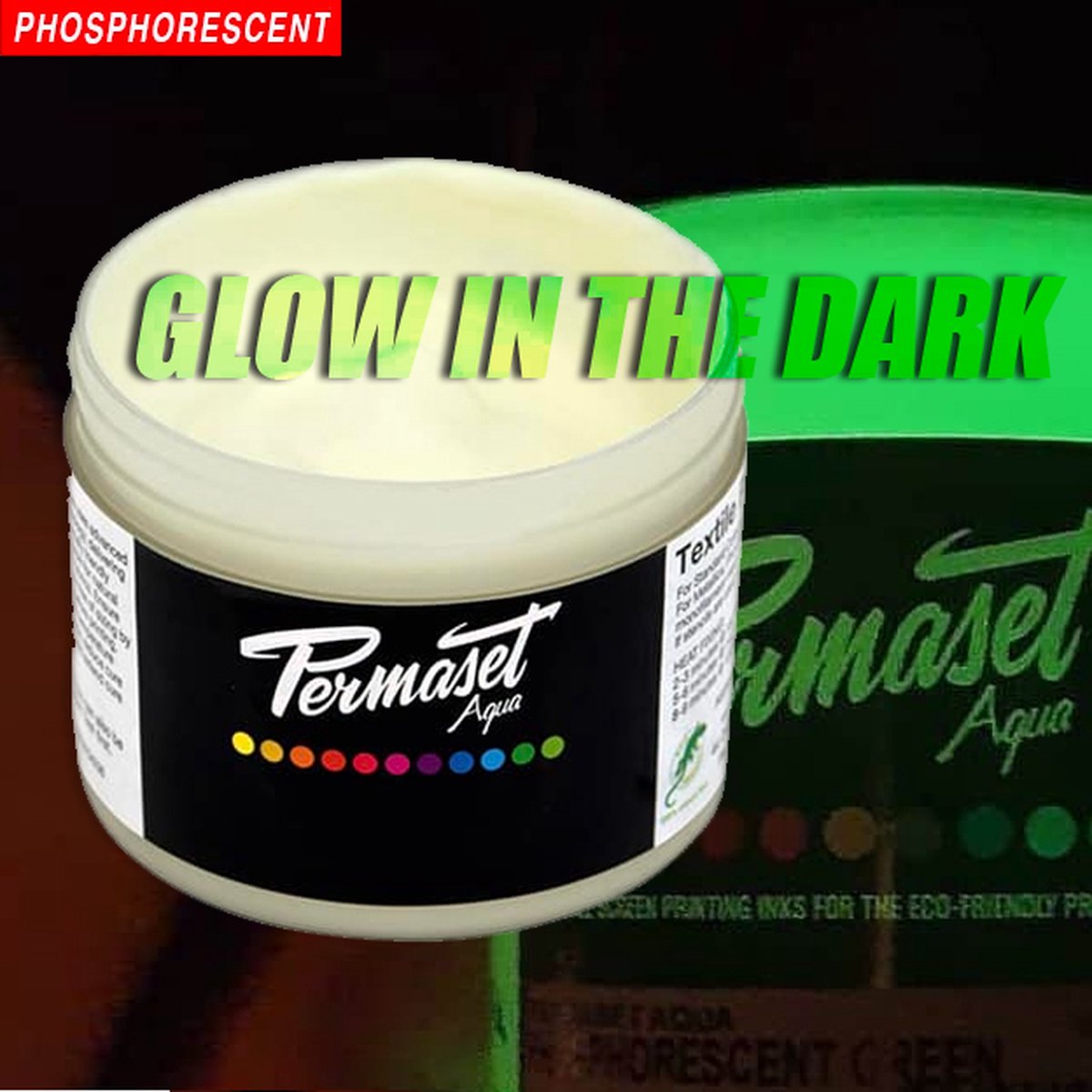Permaset Aqua Phosphorescent Green (Glow in the Dark) - 100 mL Textielverf / Zeefdrukinkt