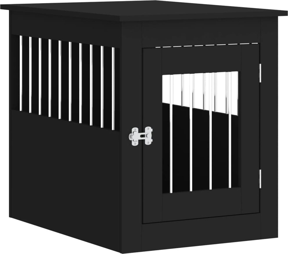 Bol.com vidaXL - Hondenbench - 55x75x65 - cm - bewerkt - hout - zwart aanbieding