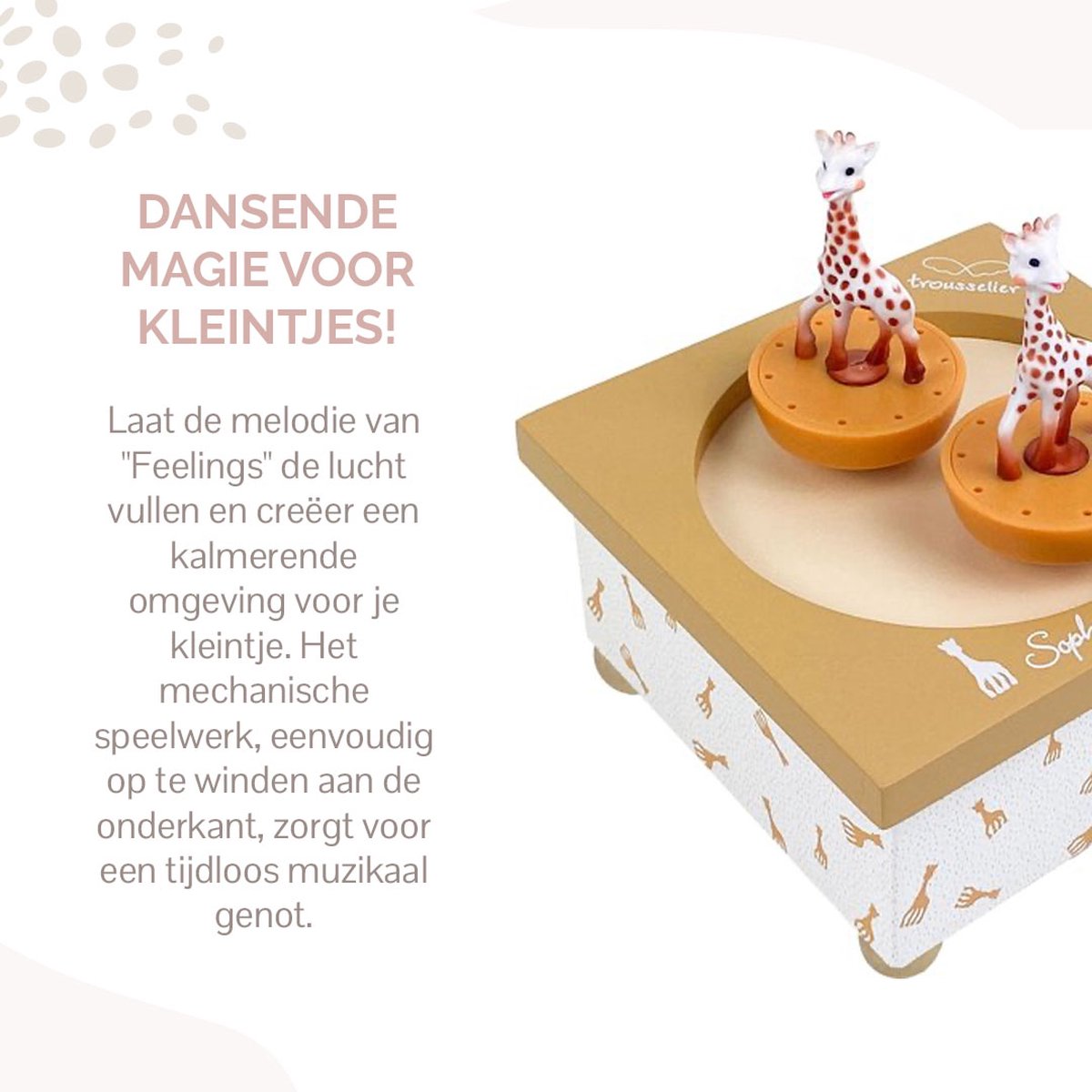 Sophie de giraf Muziekdoosje - Dansende Sophie's - Baby muziekdoos - Kraamcadeau - Babyshower cadeau - Vanaf 12 maanden - 11.5x11.5x8.5 cm - Karamel – foto 2