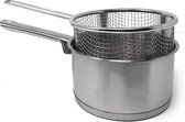 Braadpan met frituurmand - kookpot - steelpan - boterpan - braadkop - geschikt voor inductie - RVS - Ø 16 cm
